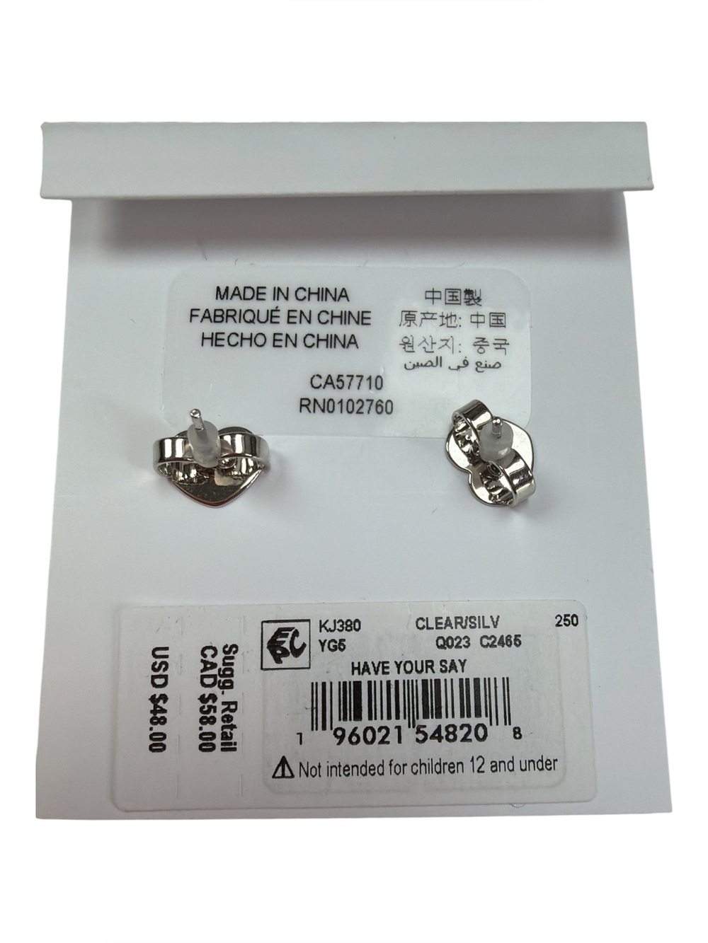 Kate Spade New York "Have Your Say" stud earrings silver  "VOTE" cubic zirconia - Picture 3 of 3